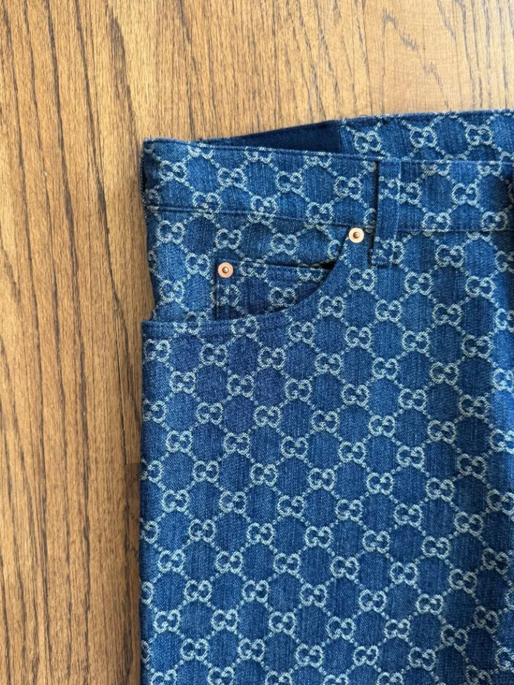 Gucci GG Monogram Denim Jeans Straight Leg Size 34